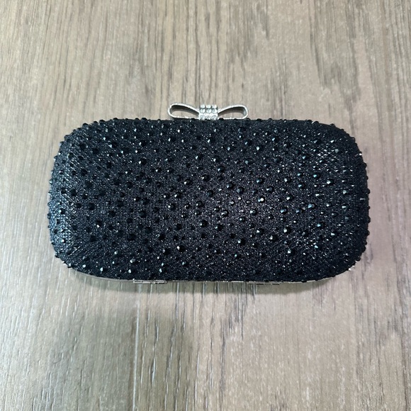 INC International Concepts Formal/Evening Beaded Long Chain/Clutch Bag Black - Picture 7 of 11
